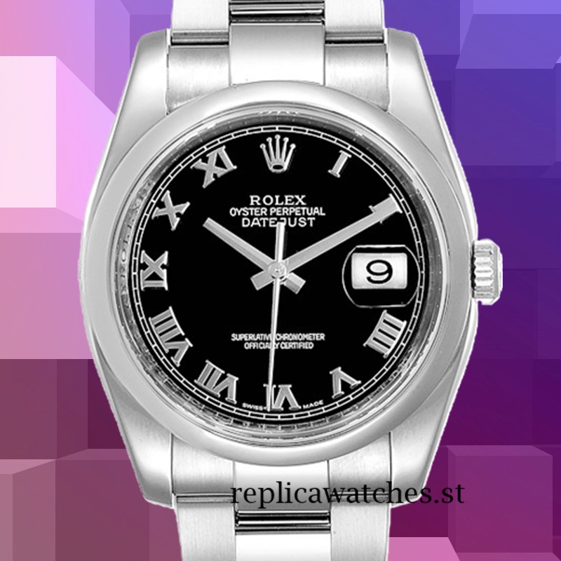 Rolex Datejust 36mm Men's 116200BKRO Silver-tone Black Dial