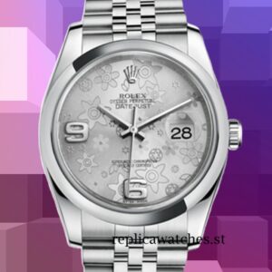 Rolex Datejust 36mm 116200SFAJ Men's Silver Floral Dial