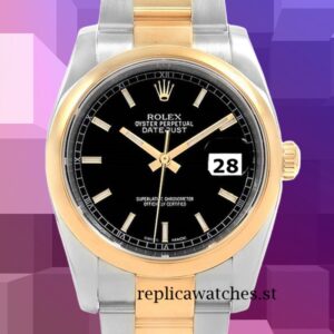 Rolex Datejust 36mm Men's 116203BKSO Black Dial Silver-tone
