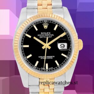 Rolex Datejust 116233BKSJ Men's 36mm Black Dial Silver-tone