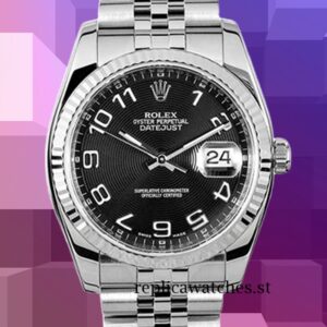 Rolex Datejust Men's 116234BKCAJ 36mm Black Dial Silver-tone