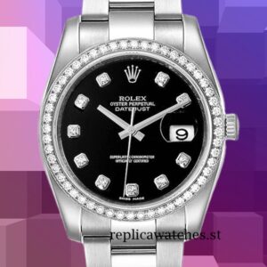Rolex Datejust 116244BKDO Men's 36mm Silver-tone
