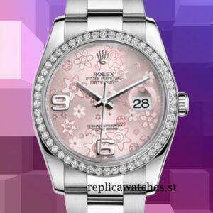 Rolex Datejust 36mm 116244PFAO Men's Silver-tone Pink Floral Dial