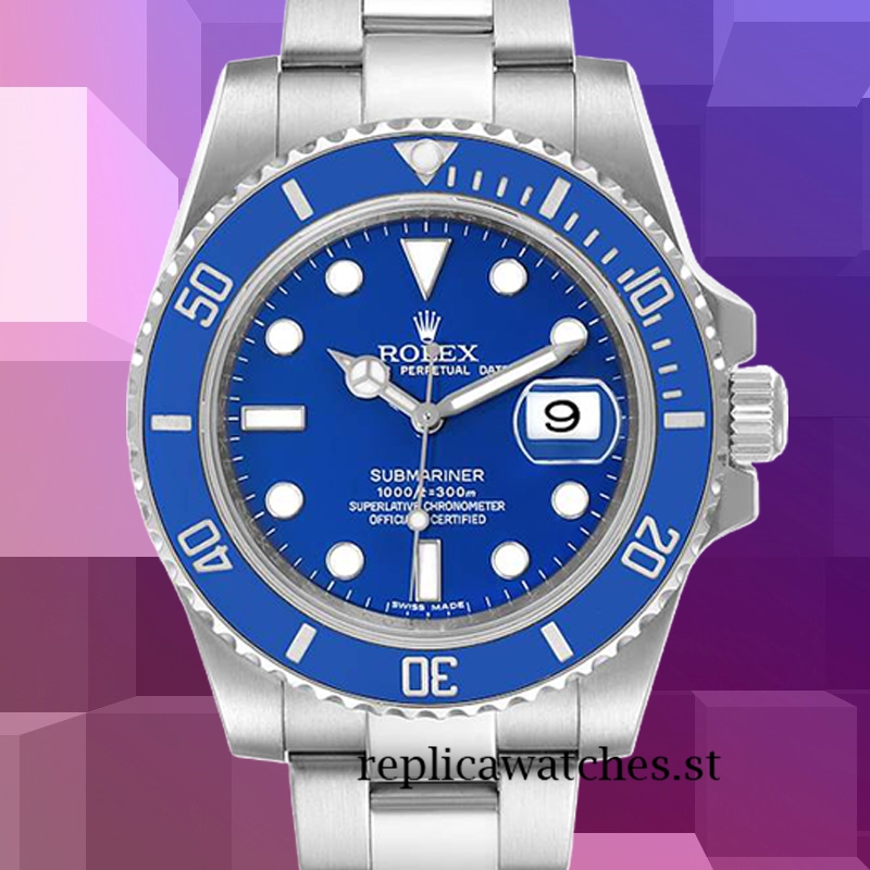 Rolex Submariner 116619LB-97209 Men's 40mm Blue Dial Silver-tone