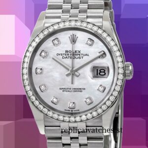 Rolex Datejust Ladies 36mm m126284rbr-0011 Automatic Silver-tone