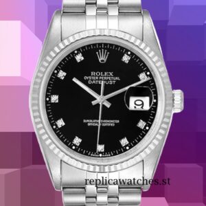 Rolex Datejust 16234BKDJ Men's 36mm Silver-tone