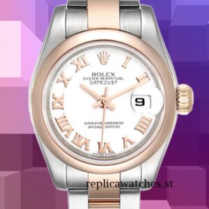 Rolex Datejust 26mm 179161 Ladies Rose Gold-tone White Dial