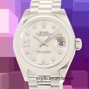Rolex Datejust 28mm Ladies m279166-0001 Silver Diamond Dial