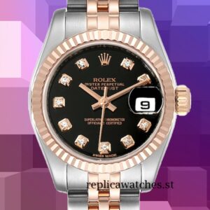 Rolex Datejust 28mm 279171 Ladies Silver-tone Black Dial
