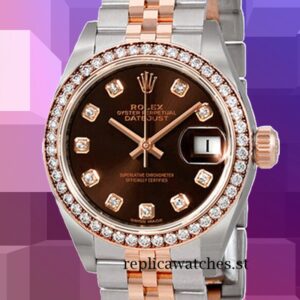 Rolex Datejust 28mm m279381rbr-0011 Ladies Chocolate Dial Silver-tone