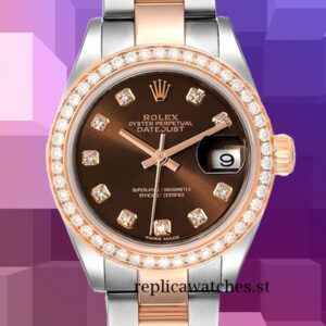 Rolex Datejust 28mm Ladies m279381rbr-0012 Chocolate Dial Silver-tone