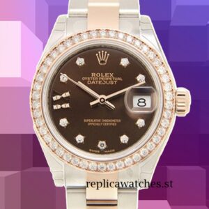 Rolex Datejust m279381rbr-0004 Ladies 28mm Chocolate Dial Silver-tone