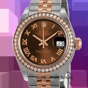Rolex Datejust m279381rbr-0009 Ladies 28mm Silver-tone Chocolate Dial