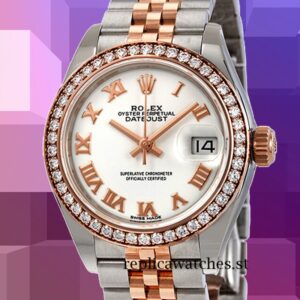 Rolex Datejust m279381rbr-0021 Ladies 28mm White Dial Silver-tone