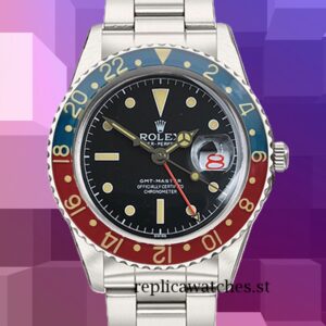 Rolex GMT-Master 40mm 6542 Men's Silver-tone Black Dial