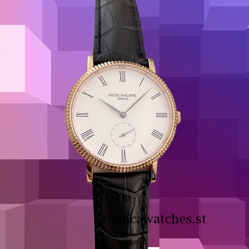 Patek Philippe Calatrava 9mm 3919J Men's Leather White Dial - Image 2