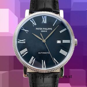 Patek Philippe Calatrava Men's CalatravaBKRL004 9mm Black Dial Deployment