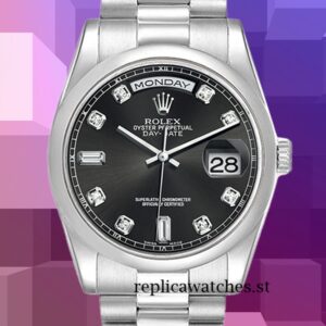 Rolex Day-Date Men's 36mm 118239-0089 Black Dial