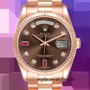 Rolex Day-Date 118235 Men's 36mm Rose Gold-tone Brown Dial