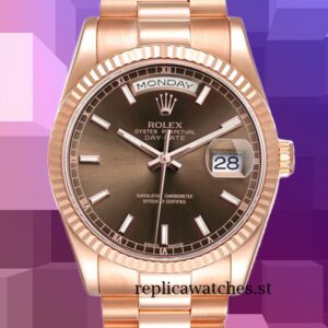 Rolex Day-Date 36mm Men's 118235 Rose Gold-tone Brown Dial