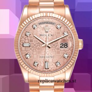 Rolex Day-Date Men's 118235-0006 36mm Rose Gold Jubilee Dial Rose Gold-tone