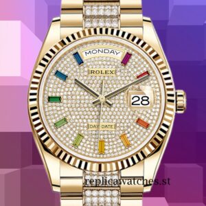 Rolex Day-Date 36mm m128238-0052 Men's Gold-tone Diamond Pave Dial