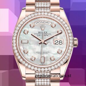 Rolex Day-Date 36mm Men's m128345rbr-0030 Mother of Pearl Dial Rose Gold-tone