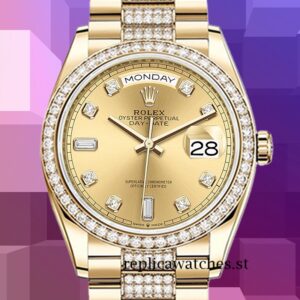 Rolex Day-Date m128348rbr-0010 Men's 36mm Champagne Dial Gold-tone