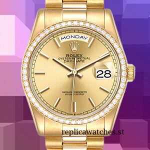 Rolex Day-Date 36mm Men's m128348rbr-0026 Gold-tone Champagne Dial