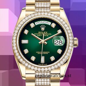 Rolex Day-Date Men's 36mm m128348rbr-0036 Green Dial