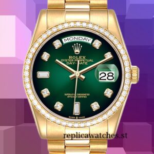 Rolex Day-Date 36mm m128348rbr-0035 Men's Gold-tone Green Dial