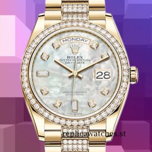 Rolex Day-Date m128348rbr-0017 Men's 36mm Mother of Pearl Dial