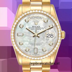 Rolex Day-Date m128348rbr-0017 Men's 36mm Gold-tone Mother of Pearl Dial