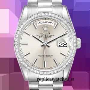 Rolex Day-Date Men's 36mm m128349rbr-0001 Silver Dial Automatic