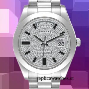 Rolex Day-Date Men's 218206 41mm Automatic Diamond Pave Dial