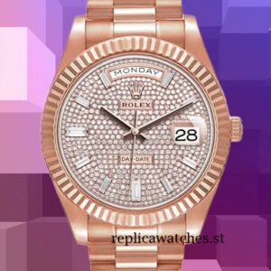 Rolex Day-Date 40mm m228235-0036 Men's Diamond Paved Dial Rose Gold-tone