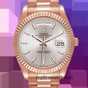 Rolex Day-Date Men's 40mm m228235-0005 Silver Stripe Dial Automatic
