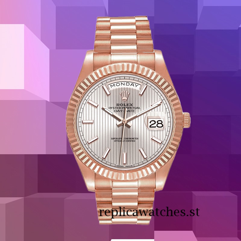 Rolex Day-Date Men's 40mm m228235-0005 Silver Stripe Dial Automatic - Image 2