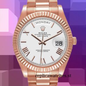 Rolex Day-Date Men's 40mm m228235-0032 Rose Gold-tone White Dial