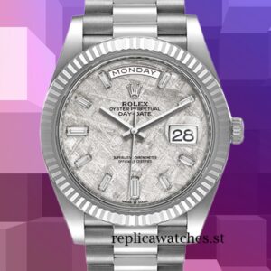 Rolex Day-Date m228236-0011 40mm Men's Meteorite Dial Silver-tone