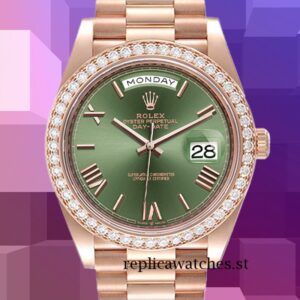 Rolex Day-Date 40mm m228345rbr-0011 Men's Rose Gold-tone Automatic