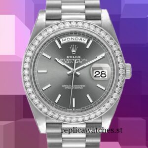 Rolex Day-Date 40mm Men's m228349rbr-0041 Silver-tone