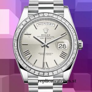 Rolex Day-Date 40mm Men's m228396tbr-0025 Automatic Silver Dial