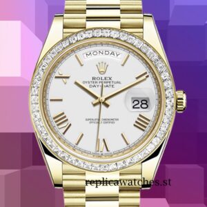 Rolex Day-Date Men's 40mm m228398tbr-0033 White Dial Gold-tone