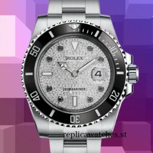 Rolex Submariner Men's 40mm 116610 Silver-tone Diamond Paved Dial