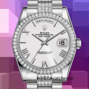 Rolex Day-Date 36mm Men's 118346 Silver-tone Silver Dial