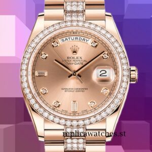 Rolex Day-Date 36mm Men's 128345 Rose Gold Dial Automatic