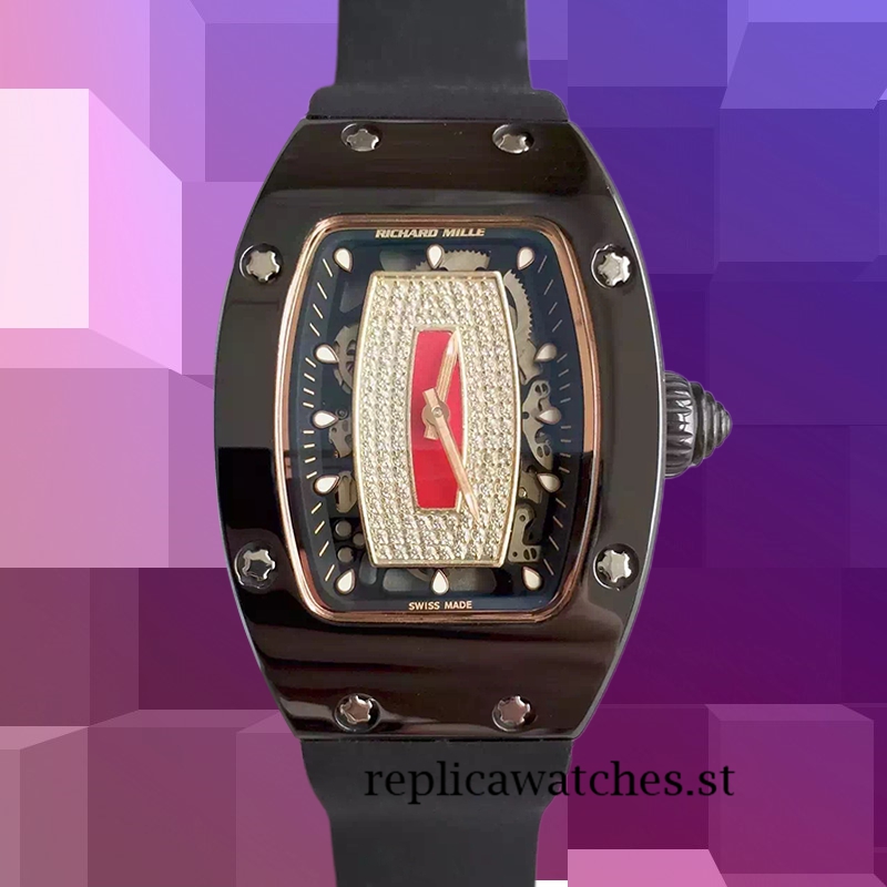 Richard Mille RM07-01 Around 31*45mm Ladies RM07-01-005 Black Red With Diamonds Dial
