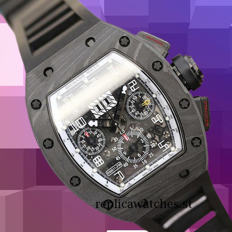 Richard Mille RM011 Around 50*42mm Men RM011-011 Black Transparent Dial - Image 3