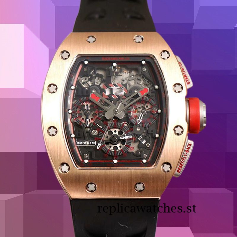 Richard Mille RM011 RM011-018 Around 50*42mm Men Transparent Dial Rose Gold